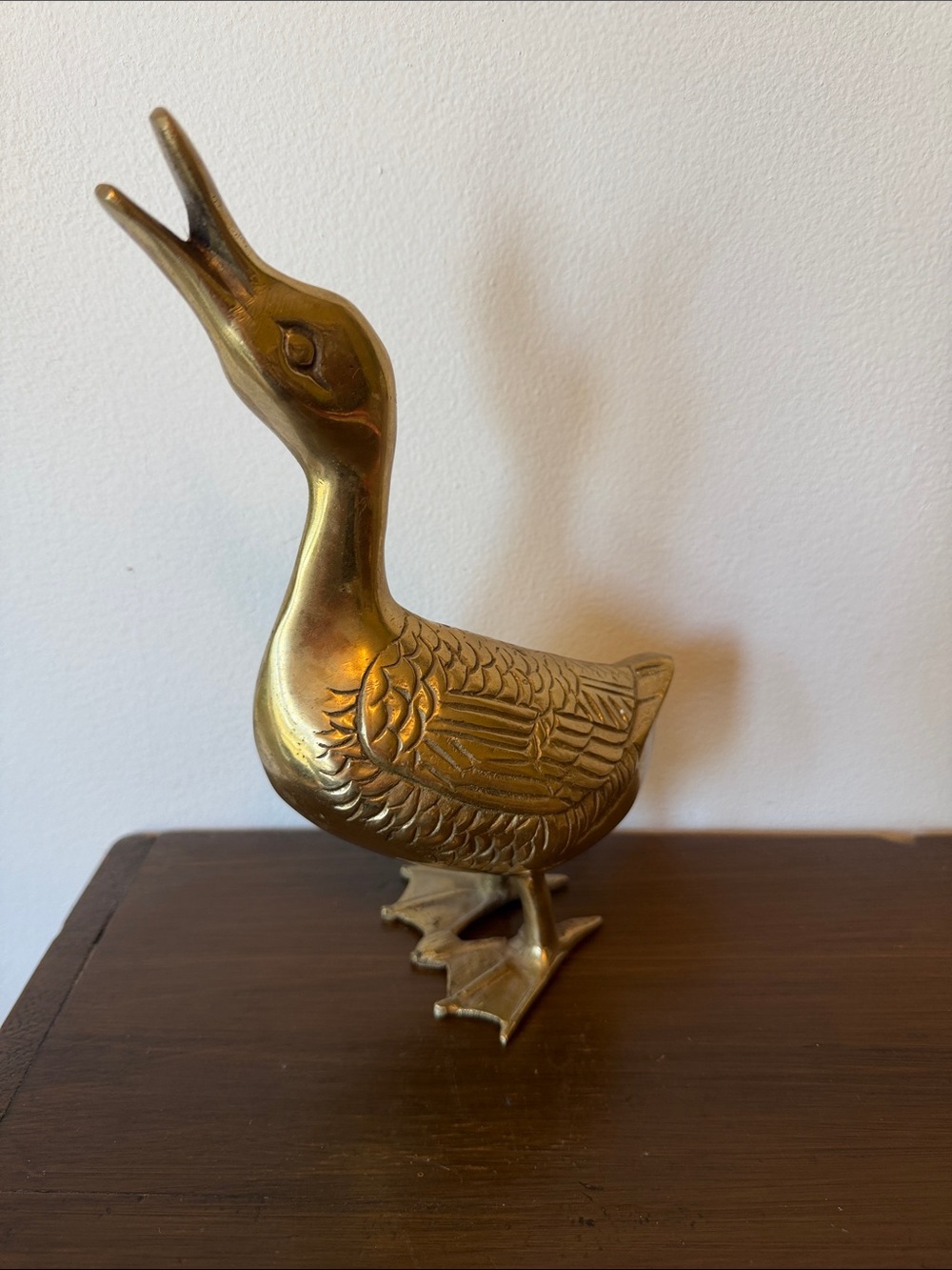 Brass Duck Figurine - Gold Tone Decorative Accent